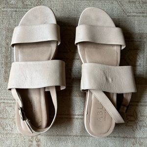 ABLE platform nude leather shoes